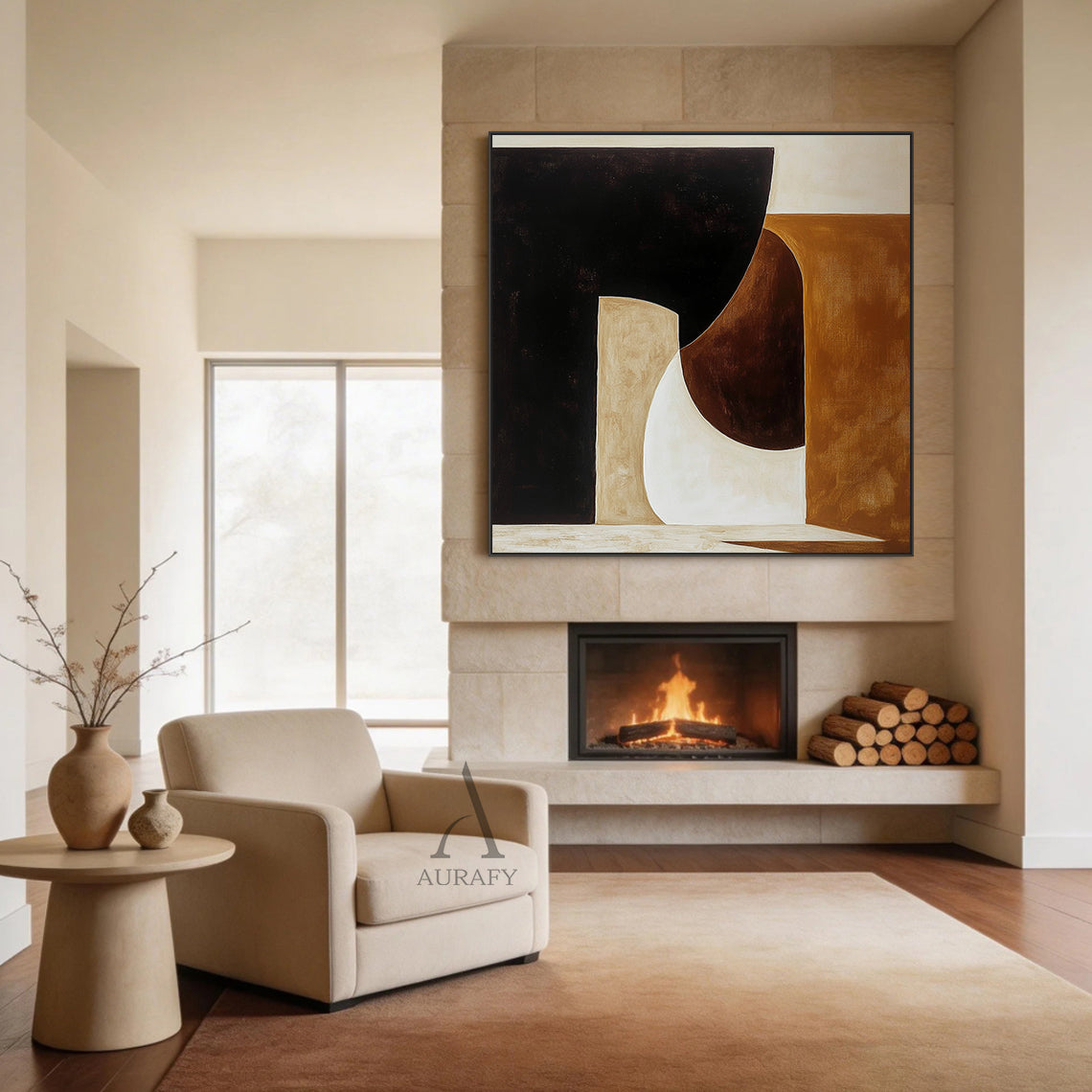 General Abstract Black Brown Living Room Wall Art Decor AURA278