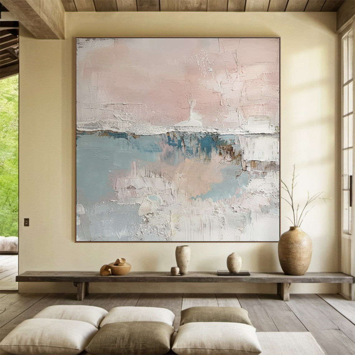 Soft Interval-Blue & Pink Abstract Field-AURA133