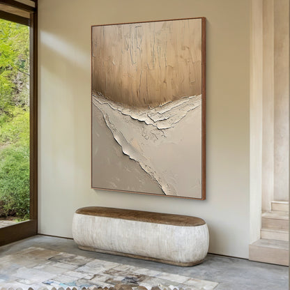 Quiet Erosion-Beige & Brown Abstract Field-AURA147