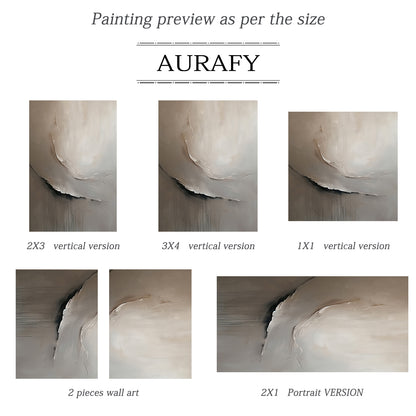 Minimalist Wall Art Gray Brown Tactile High-Relief Plaster Textured Modern Organic Canvas AURA545