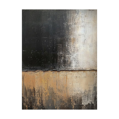 Abstract Black Beige Impasto Textured Rough Tactile Layered Modern Organic Canvas Artwork AURA609