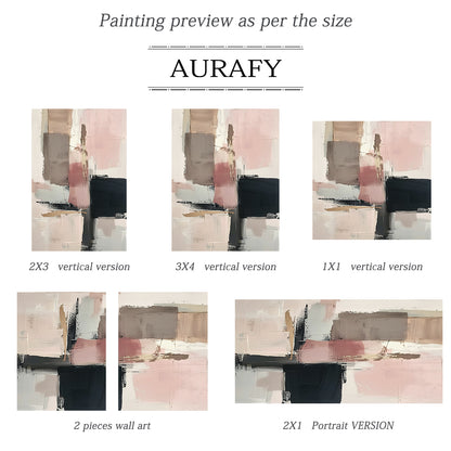 General Abstract Art Impasto Knife Strokes Pink Black Beige Tactile Luxe Modern Canvas AURA495