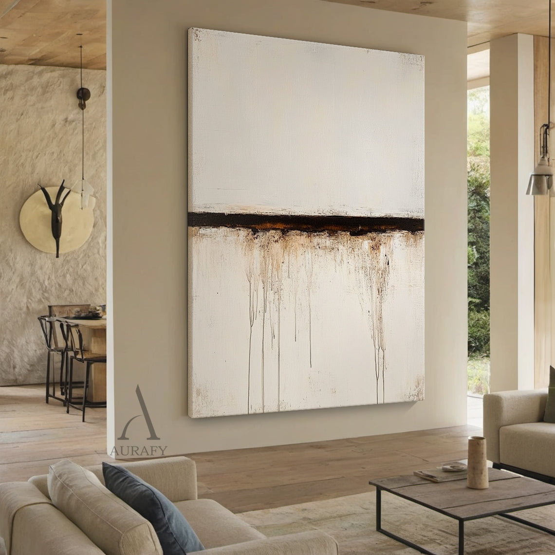 White Drip Line Minimalist Wall Art - AURA696