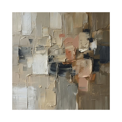 Palette Blocks, Brown Cream and Charcoal Impasto Painting AURA861