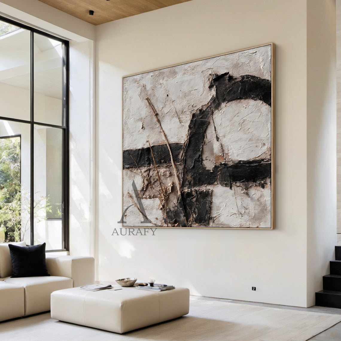 Black Abstract Wall Art Decor for Modern Home Office Spaces AURA234