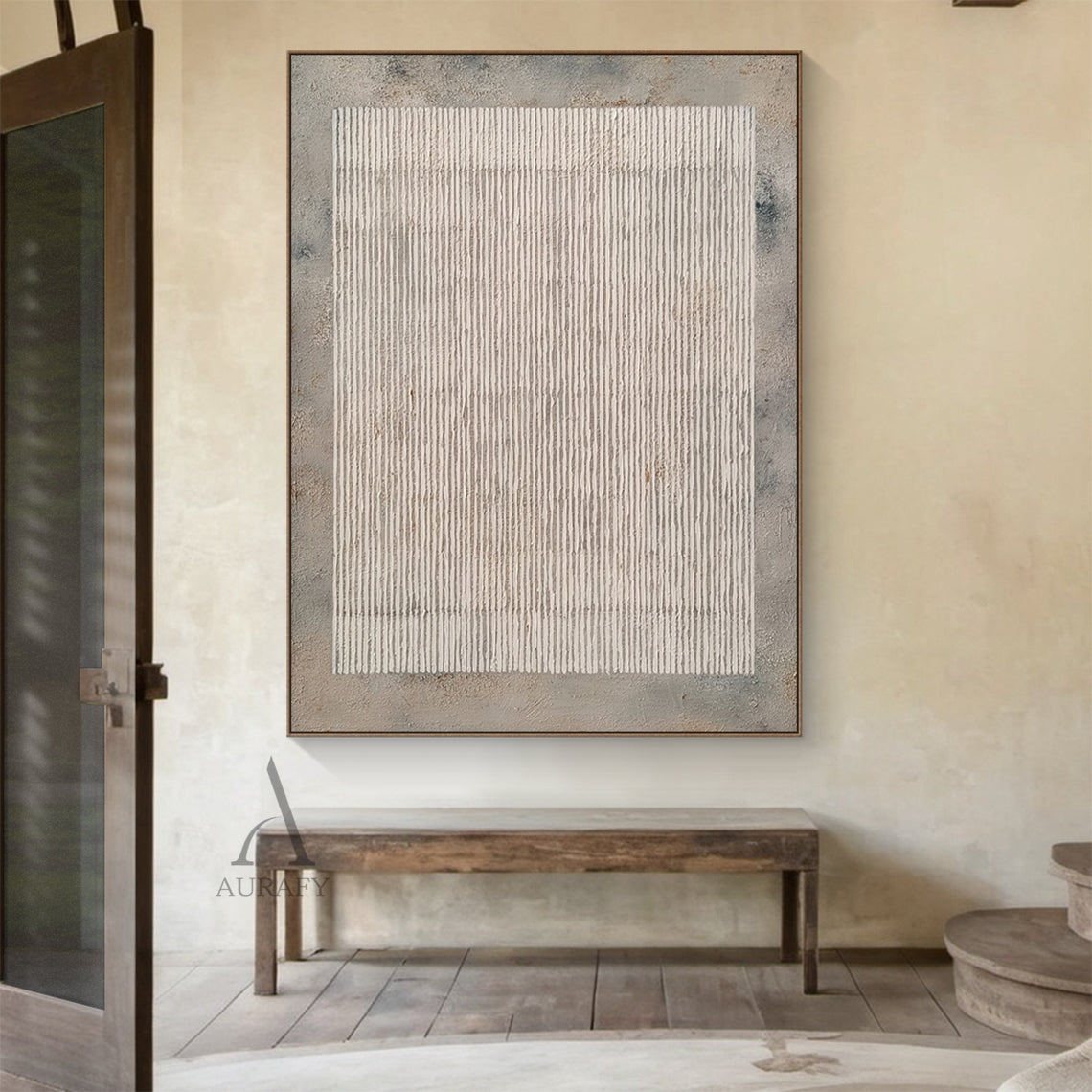 General Abstract Gray Artwork with hand-drawn lines, mottled canvas texture, rustic industrial style AURA594