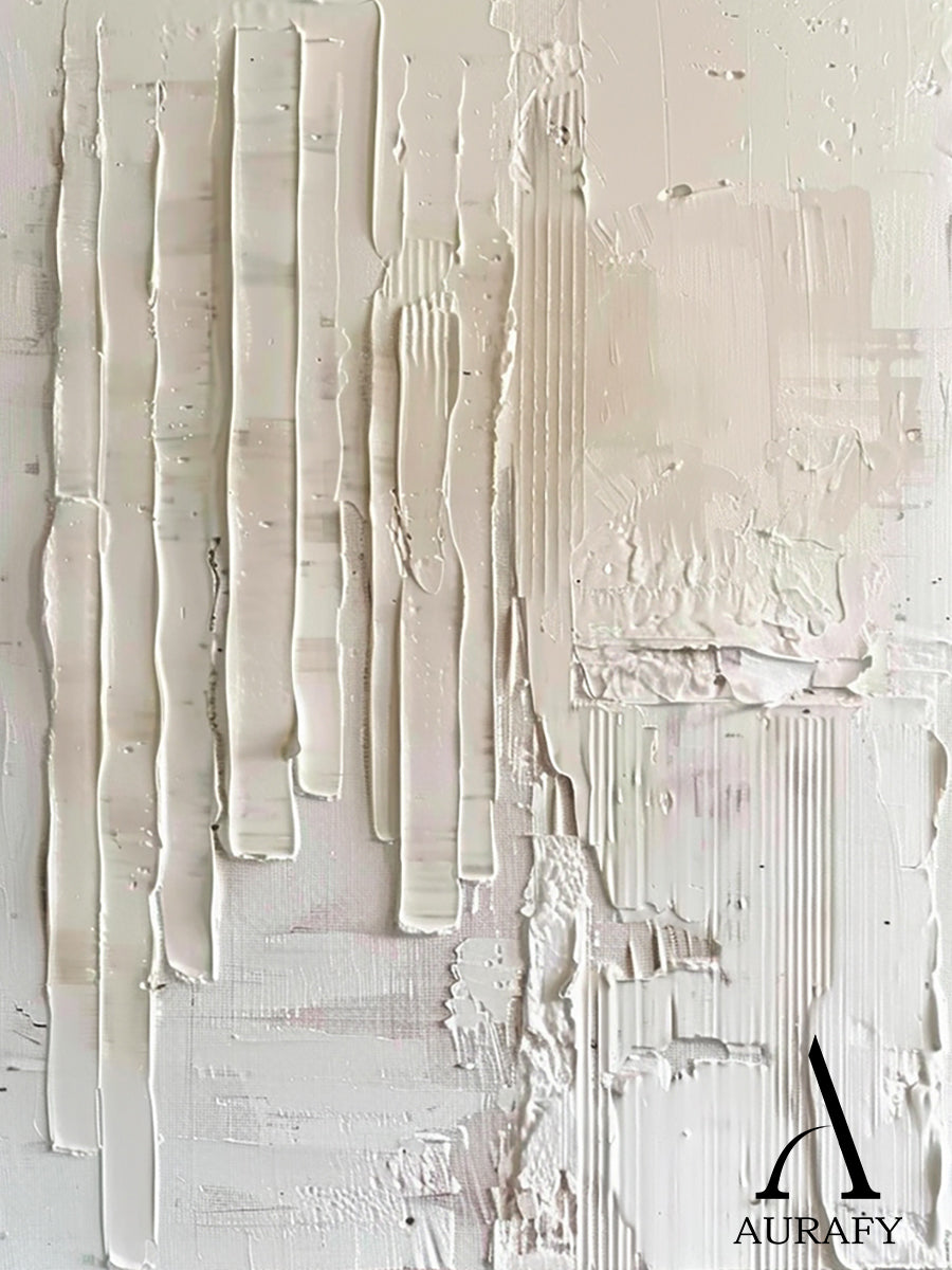 3D Textured Beige Painting Knife Strokes High-Relief Plaster Tactile Minimalist Luxe Artwork AURA525