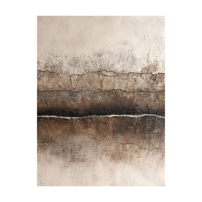 Wabi Sabi Abstract Art Cracked Plaster Texture Brown Beige Mottled Tactile Wall Decor AURA580