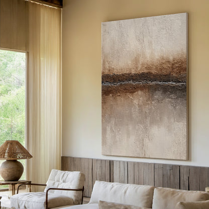 Wabi Sabi Abstract Wall Art Plaster Textured Beige Brown Tactile Cracked Decor AURA581