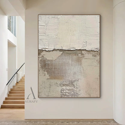 Beige Abstract Art Tactile Impasto Peeling Texture Wabi-Sabi Canvas Wall Decor Piece AURA637