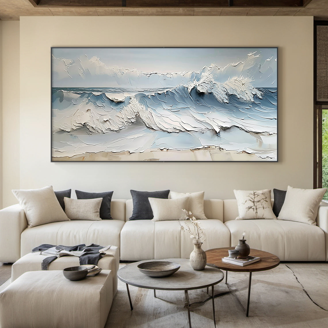 Azure Tides-Blue & White 3D Textured-AURA059