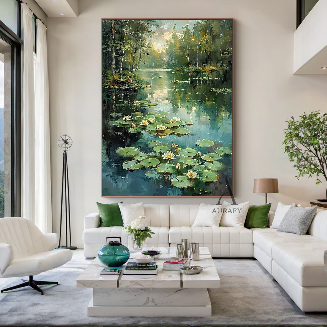 Nature-Inspired Green Landscape Wall Art for Home Decor AURA321