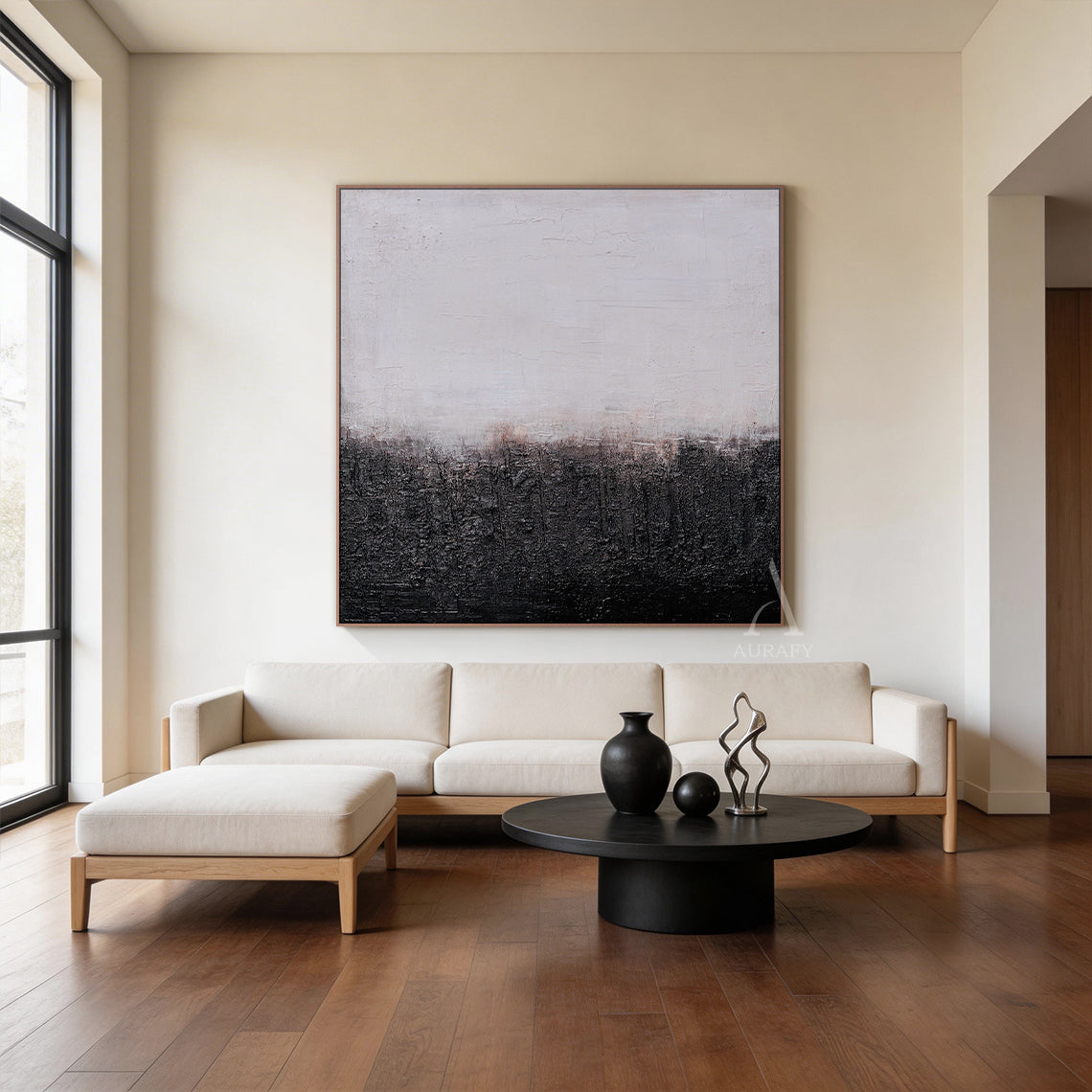 Black White Abstract Wall Art Modern Minimalist Living Room Decor AURA257