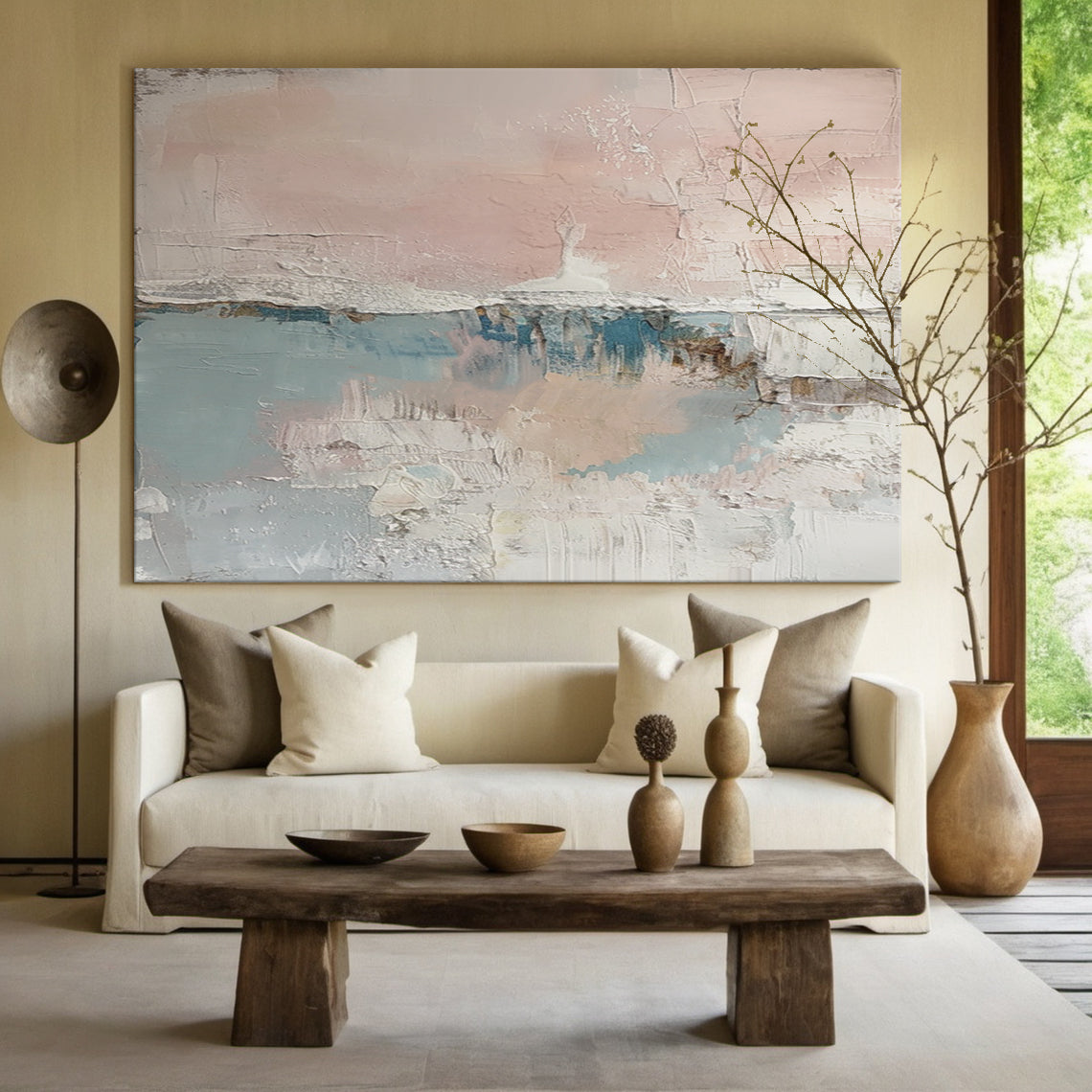Soft Interval-Blue & Pink Abstract Field-AURA133