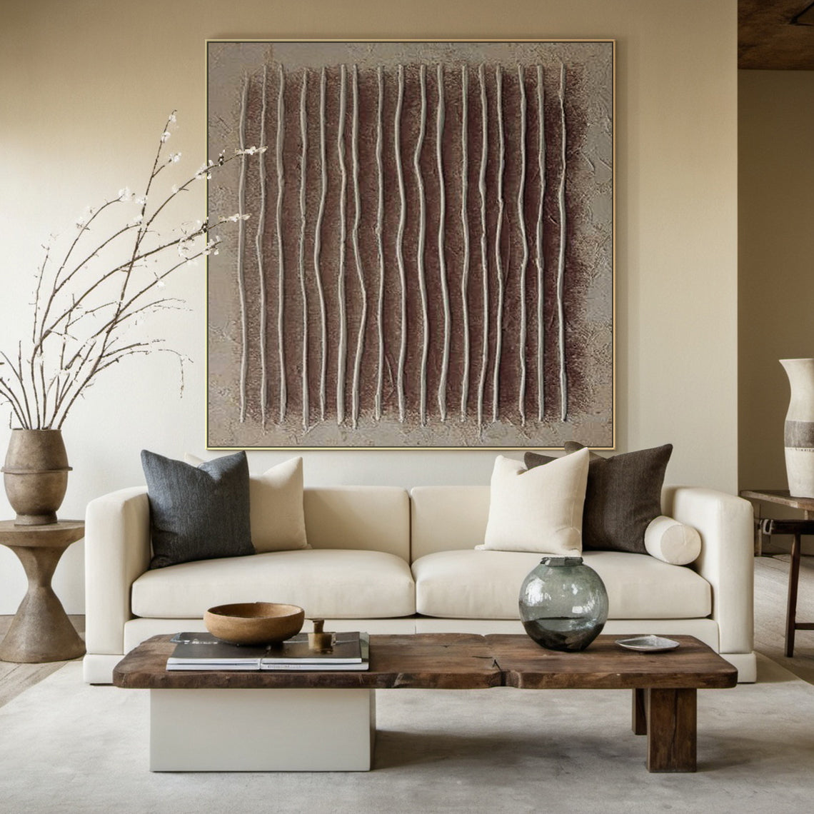 Earthen Lines- Brown Geometric Texture Field- AURA171