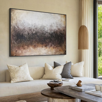 Neutral Beige Brown Abstract Textured Wall Art Living Room Decor AURA194