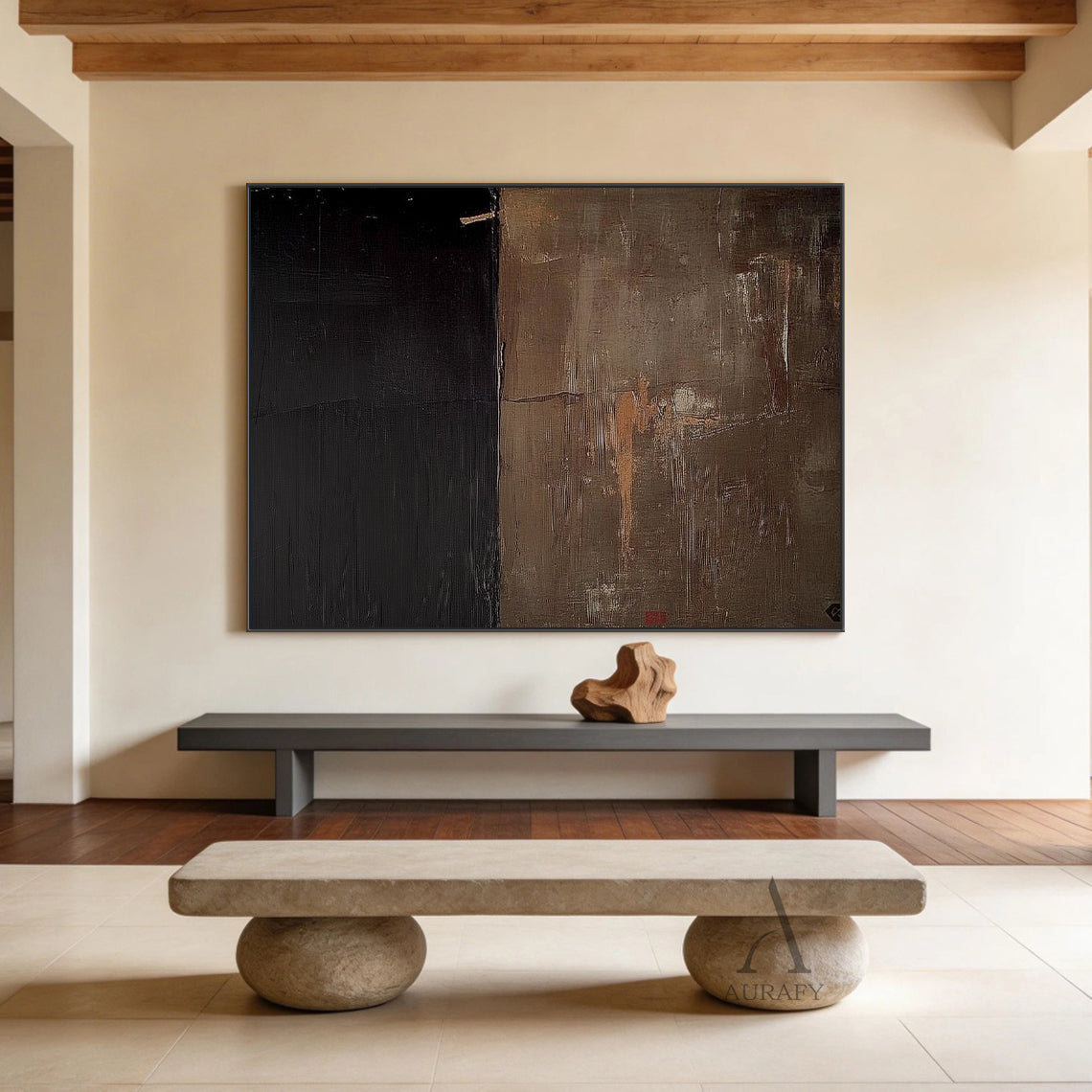 WABI SABI Brown Black Ceramic Tray for Home Tabletop Decor AURA268