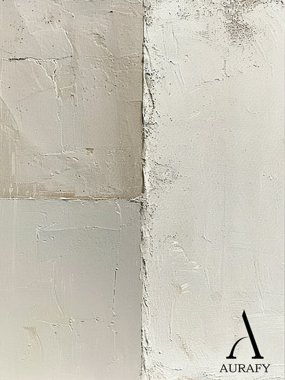 General Abstract Beige White Cracked Plaster Textured Wabi-Sabi Tactile Modern Organic Artwork AURA473