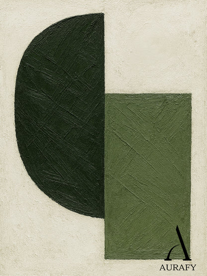 Minimalist Wall Art Green Beige Brushstroke Textured Modern Organic Abstract Geometric Art AURA546