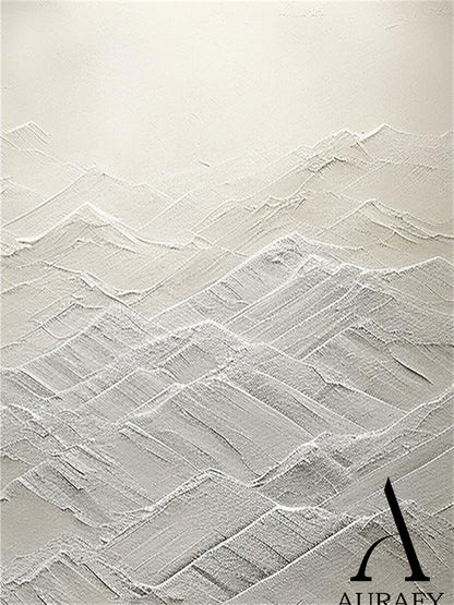 White Abstract Art High-Relief Tactile Knife Strokes Modern Minimalist Luxe Textured Canvas AURA500