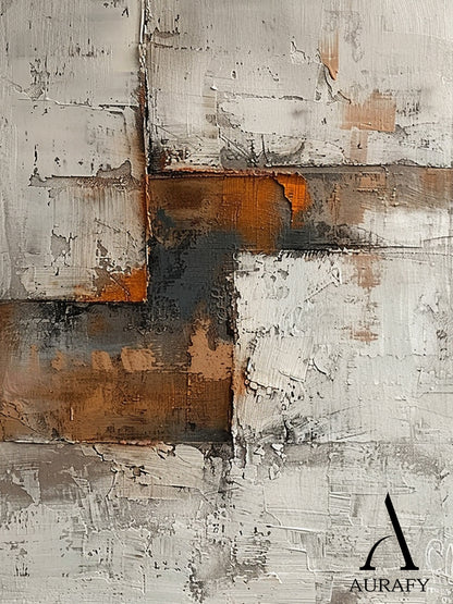 Abstract Brown Beige Art Thick Impasto Scraped Texture Wabi-Sabi Tactile Wall Decor AURA471