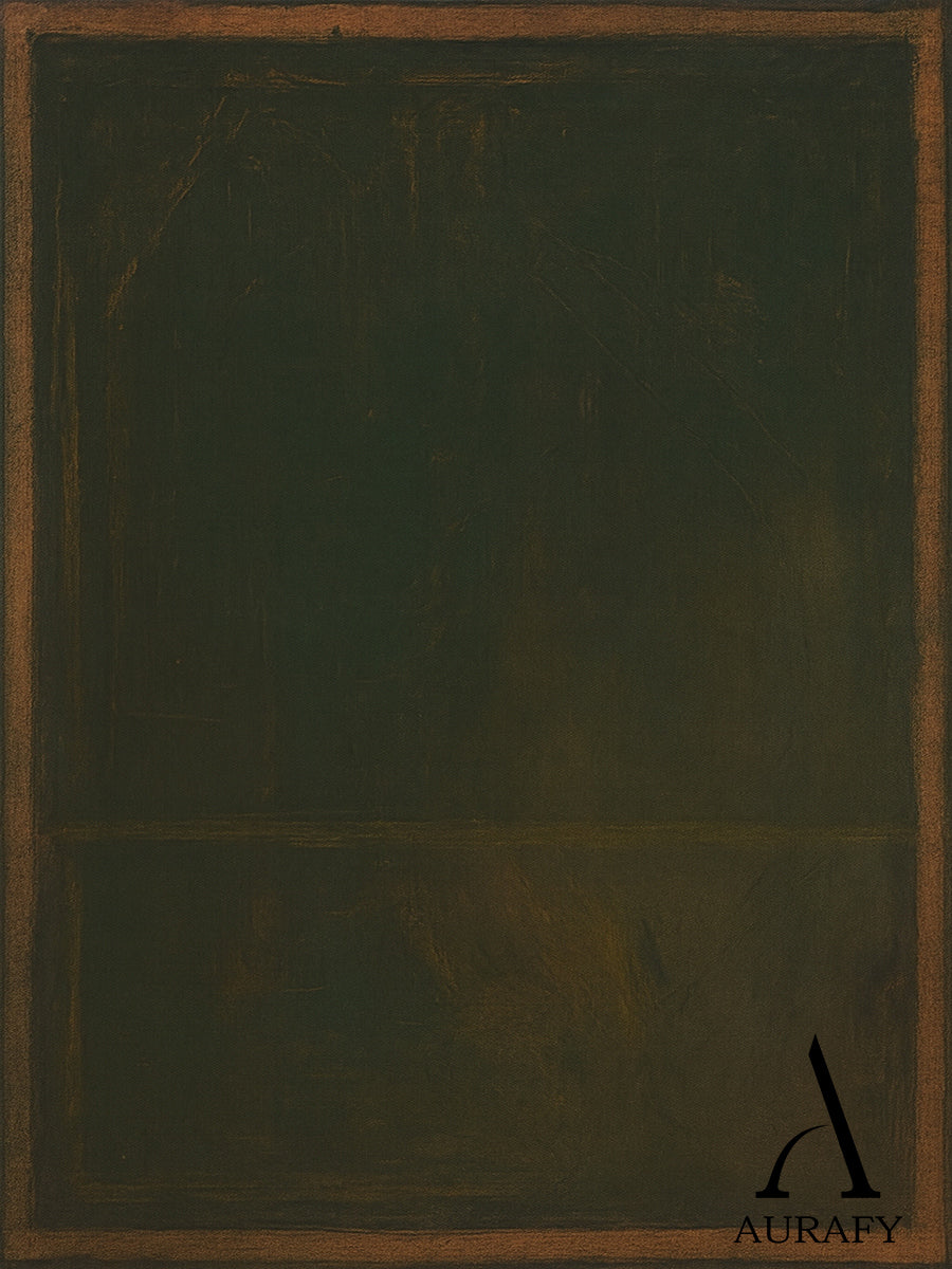 Wabi Sabi Brown Green Textured Art with Rough Handcrafted Border Tactile Brushstrokes AURA567