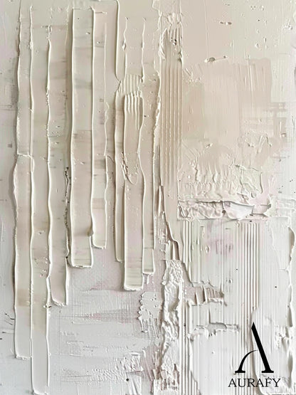 3D Textured Beige Painting Knife Strokes High-Relief Plaster Tactile Minimalist Luxe Artwork AURA525