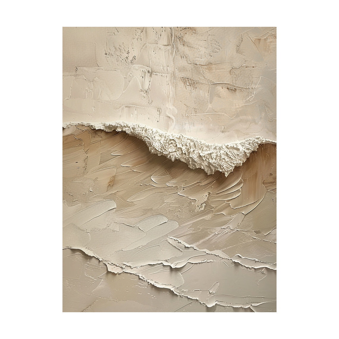 Beige Minimalist Sea Texture Wall Art - AURA677