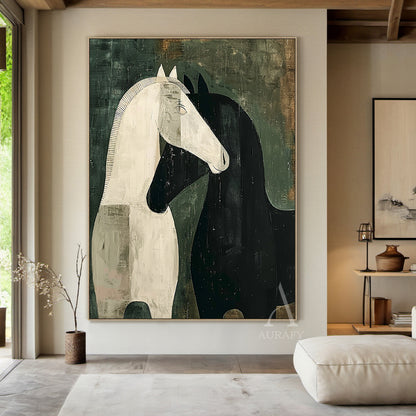 Cute Green Animal Wall Art for Modern Living Room Decor AURA335