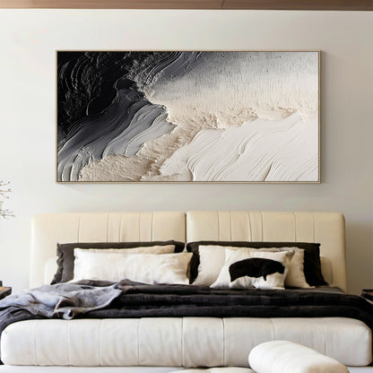 Organic Swirl Painting – Cream, Gray & Charcoal Tones – AURA001(Vertical)