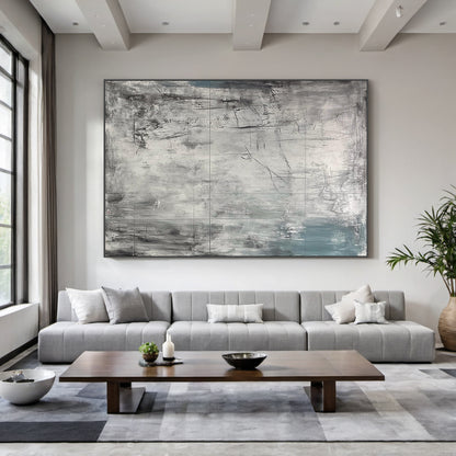Wabi Sabi Gray Abstract Textured Canvas Wall Art Living Room AURA224