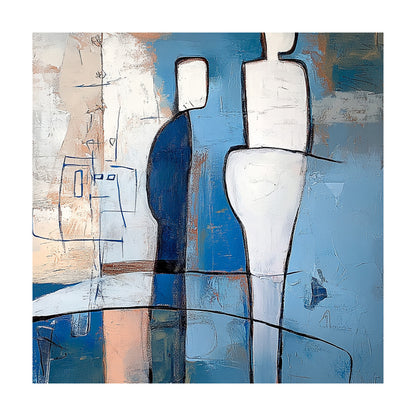 General Abstract Blue Artwork Abstract Figures Tactile Brushstrokes Bold Outlines Modern Style AURA648