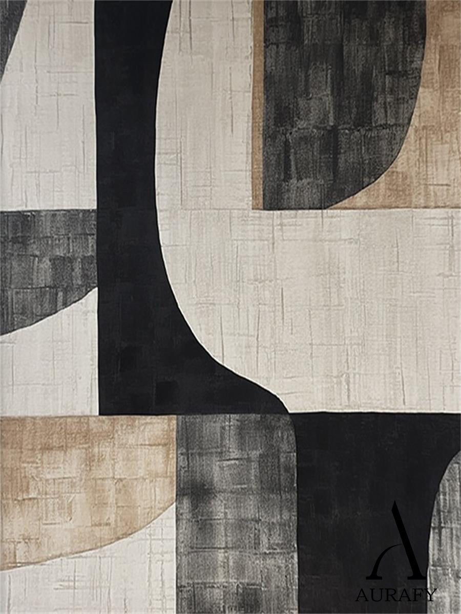 General Abstract Beige Black Subtle Tactile Canvas Texture Minimalist Luxe Wall Art AURA499
