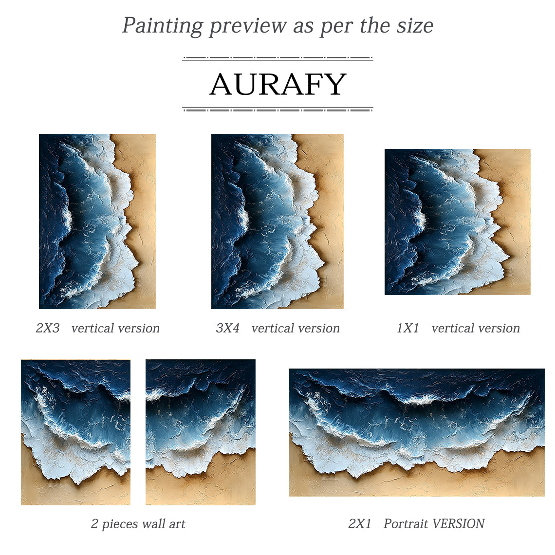 Modern Blue Yellow 3D Textured Painting Home Wall Art Decor AURA397