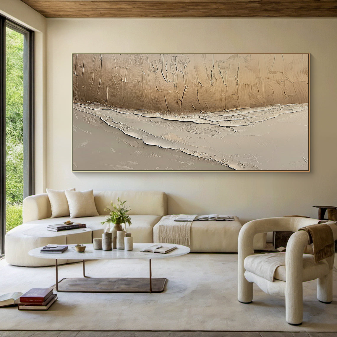 Quiet Erosion- Beige & Brown Abstract Field- AURA147