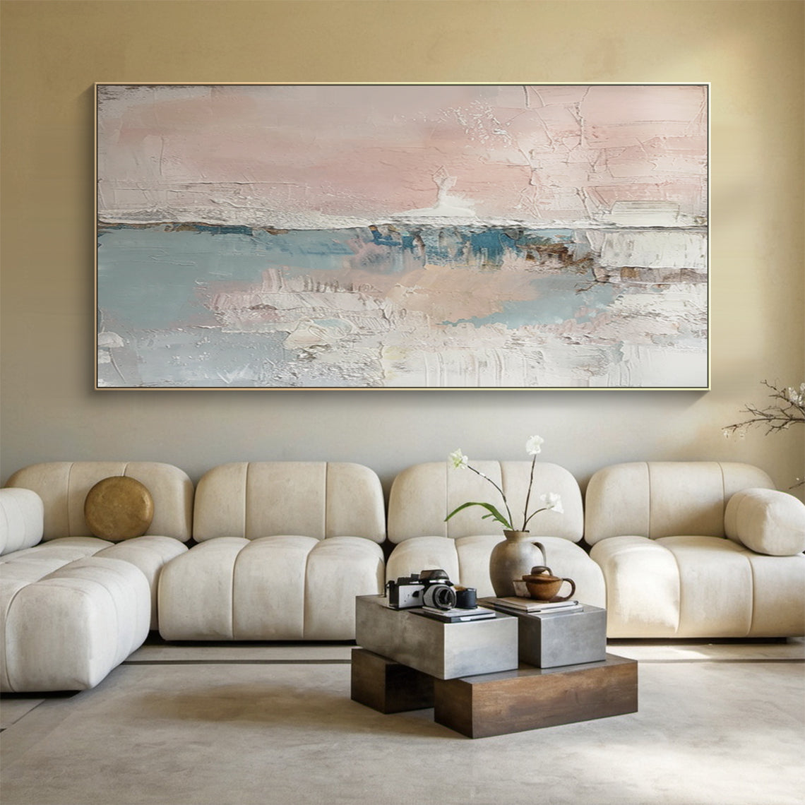 Soft Interval-Blue & Pink Abstract Field-AURA133