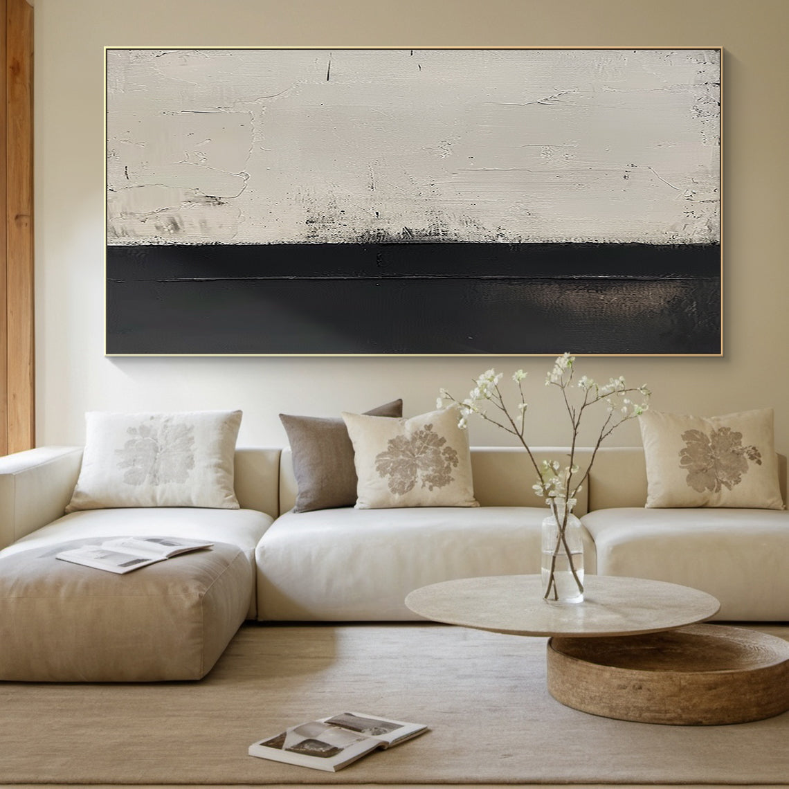 Silent Divide-Black & White Abstract Art-AURA125