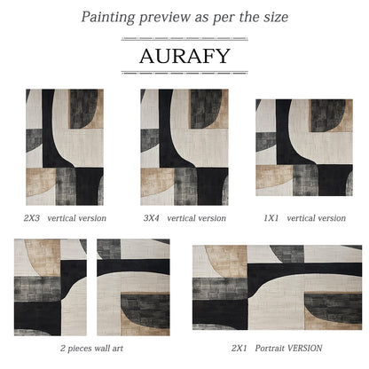 General Abstract Beige Black Subtle Tactile Canvas Texture Minimalist Luxe Wall Art AURA499