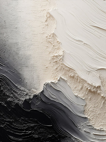 Organic Swirl Painting – Cream, Gray & Charcoal Tones – AURA001(Vertical)