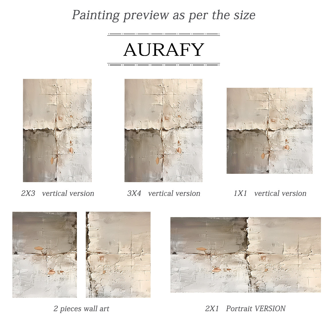 Wabi Sabi Beige Art Plaster Textured Peeling Wall Effect Handcrafted Minimalist Organic Canvas AURA563