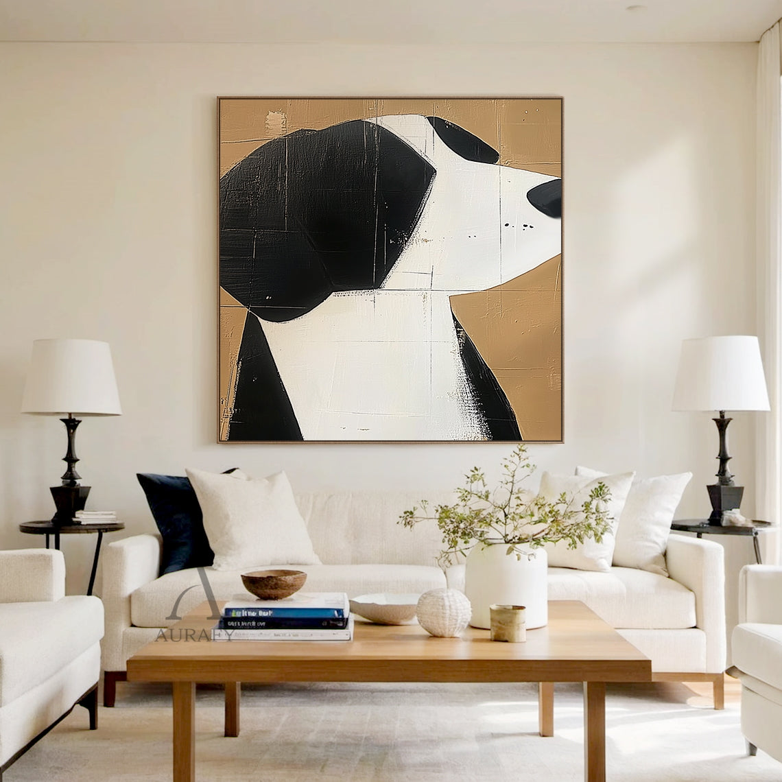 Minimalist Black and White Dog Wall Art - AURA667