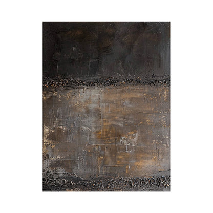 Black and Brown Abstract Painting with Granular Border Lines - AURA845