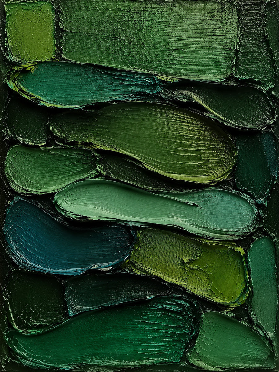 Green 3D Textured Painting Knife Stroke Wabi-Sabi High-Relief Plaster Tactile Modern Organic Japandi Wall Art AURA763