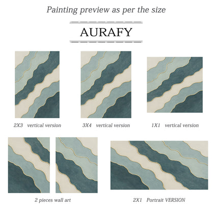 3D Textured Abstract Painting Blue White Green Gold Accent Tactile Minimalist Luxe AurafyArt AURA520