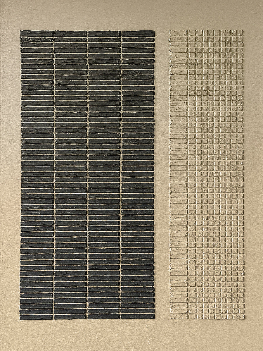 Measured Silence-Black & Beige Block Texture Field-AURA172