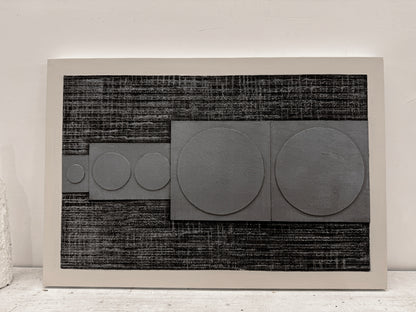 Abstract Textured Geometric Art Plaster Black Gray Sculpted Canvas Wabi-Sabi Japandi Minimalist Wall Decor AURA728