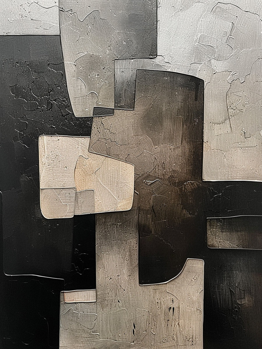 Silent Geometry-Black & Beige Spatial Field-AURA106