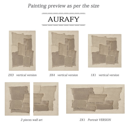 Beige Wabi-Sabi 3D Textured Painting Japandi Patchwork Plaster Sculpted Canvas Minimalist Neutral Tactile Wall Art AURA760