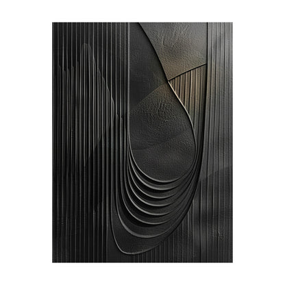 Minimalist Black Wall Art Sculpted High-Relief Tactile Surface Layered Curves Vertical Stripes AURA429