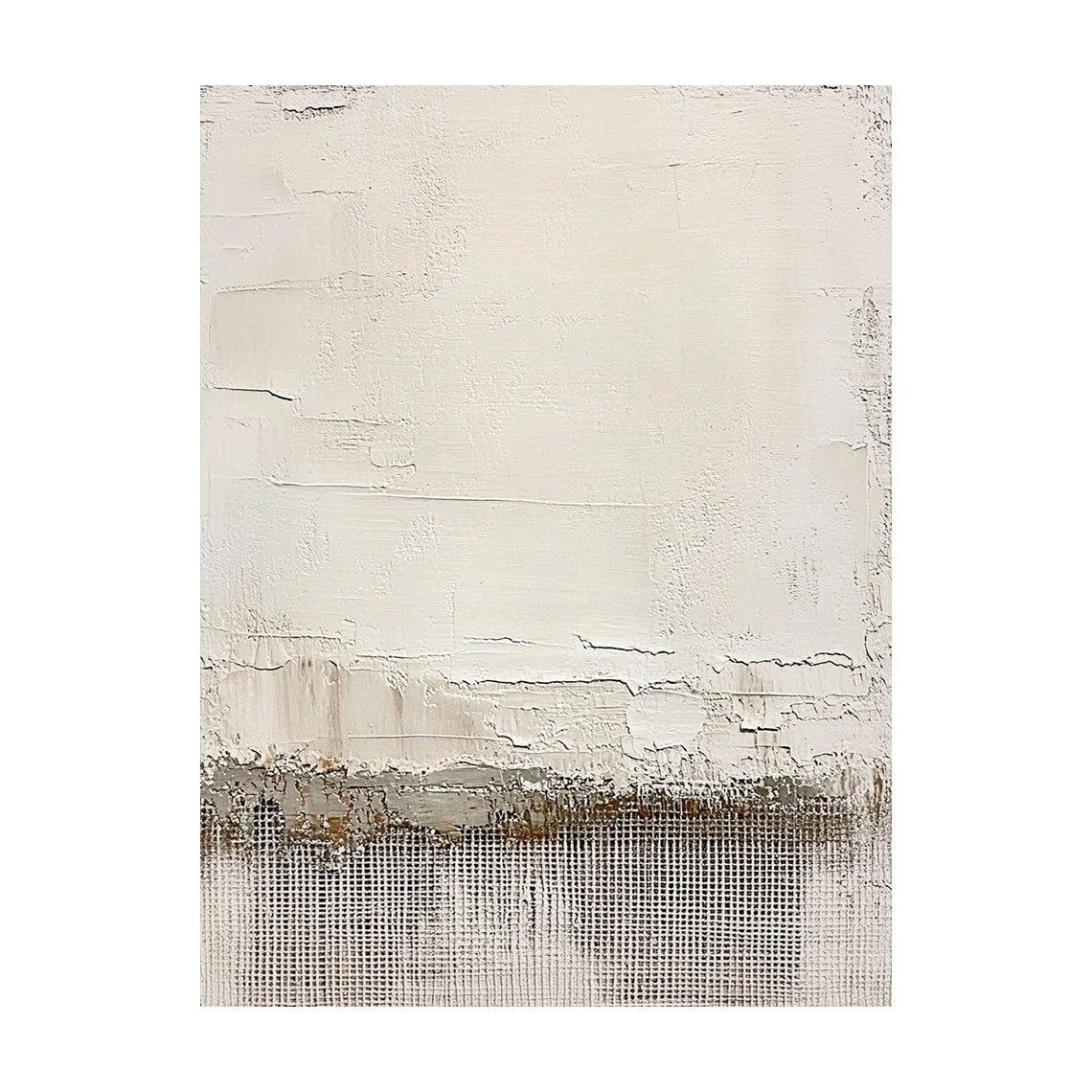 Beige Abstract Artwork Modern Organic Japandi Impasto Crackle Tactile Grid Texture Design AURA451